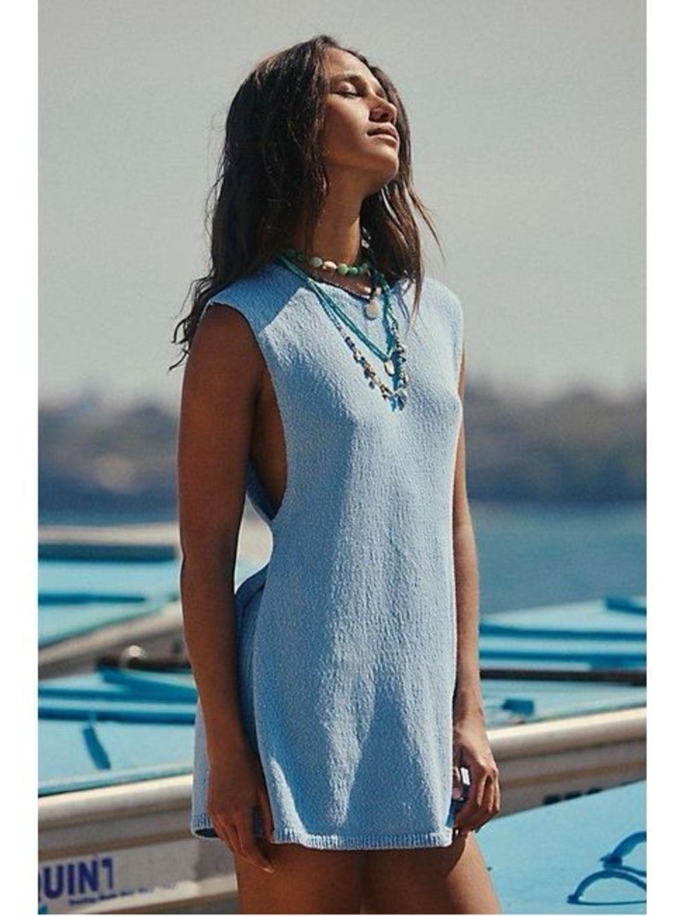 Free People Miranda Sweater Tunic Top Blue Haze Size S NWT